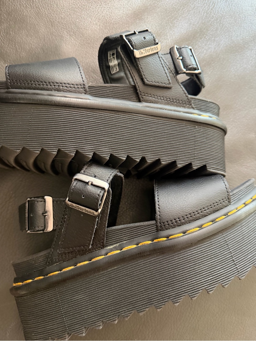 Dr. Marten Voss Platform Black Leather Buckle Sandals size 8 - Picture 3 of 7